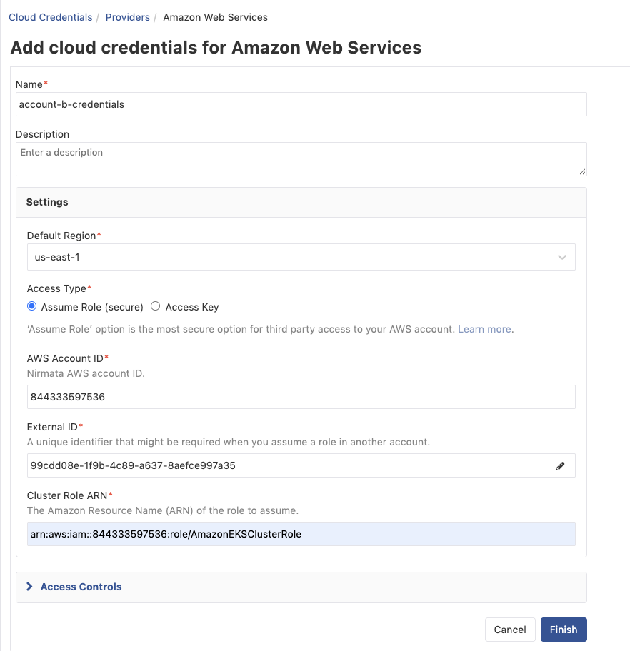 Add cloud credentials for Amazon Web Services